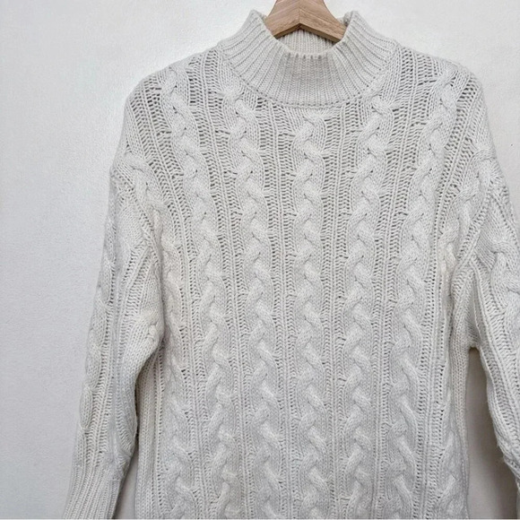 Dreamers Womens S/M Mock Neck Cable Knit  Chunky Sweater Dress Ivory Color - Picture 8 of 15